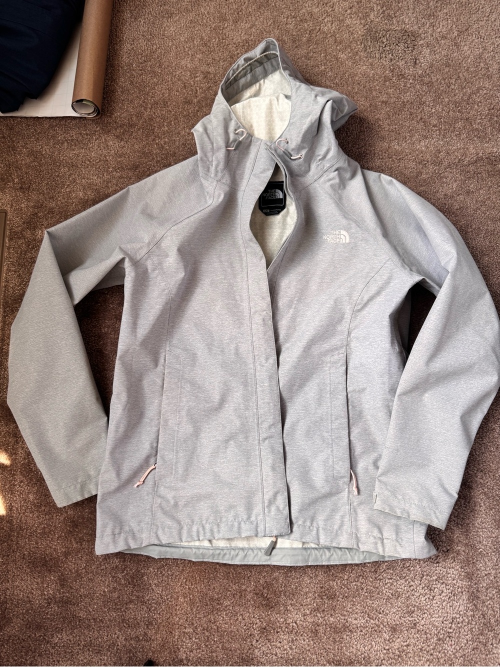 The North Face Women's Heather Light Gray Hooded Ski Jacket